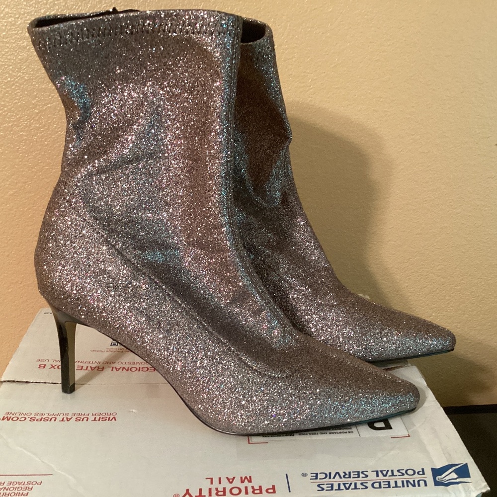 Glittery Zip Spike Heel